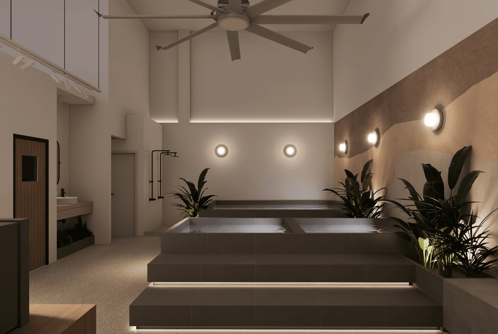 Public zone cold plunge pools